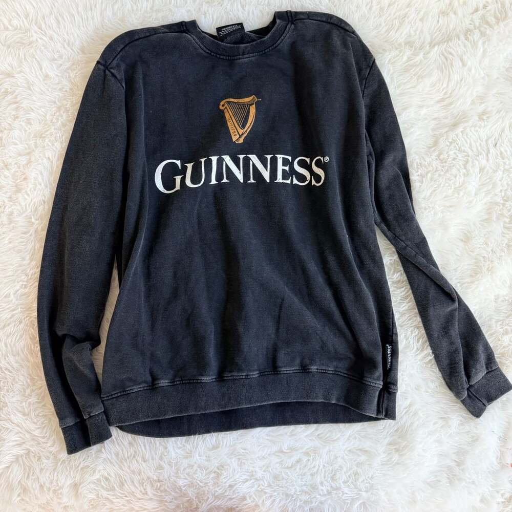 Guinness Black Sweatshirt with Gold Harp and Logo Size L